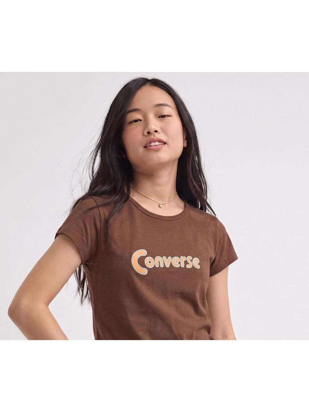Vintage Brown Converse Graphic T-Shirt, Retro Y2K Converse Short Sleeve Tee